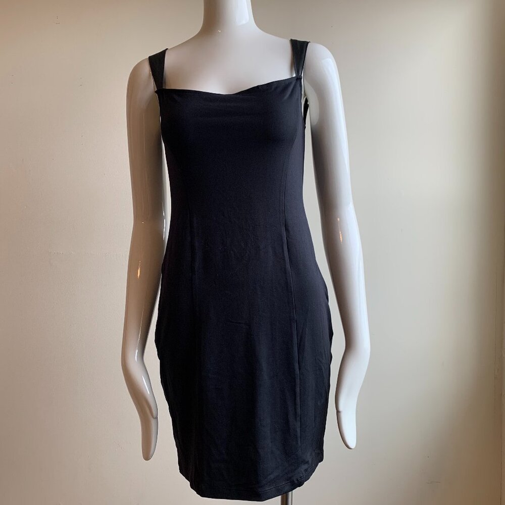 David Lerner Faux leather black stretchy Dress Medium